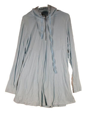 Mod-o-Doc Womens Quarter Zip Hoodie Sweatshirt Tunic Top Long Sleeve Size L Blue